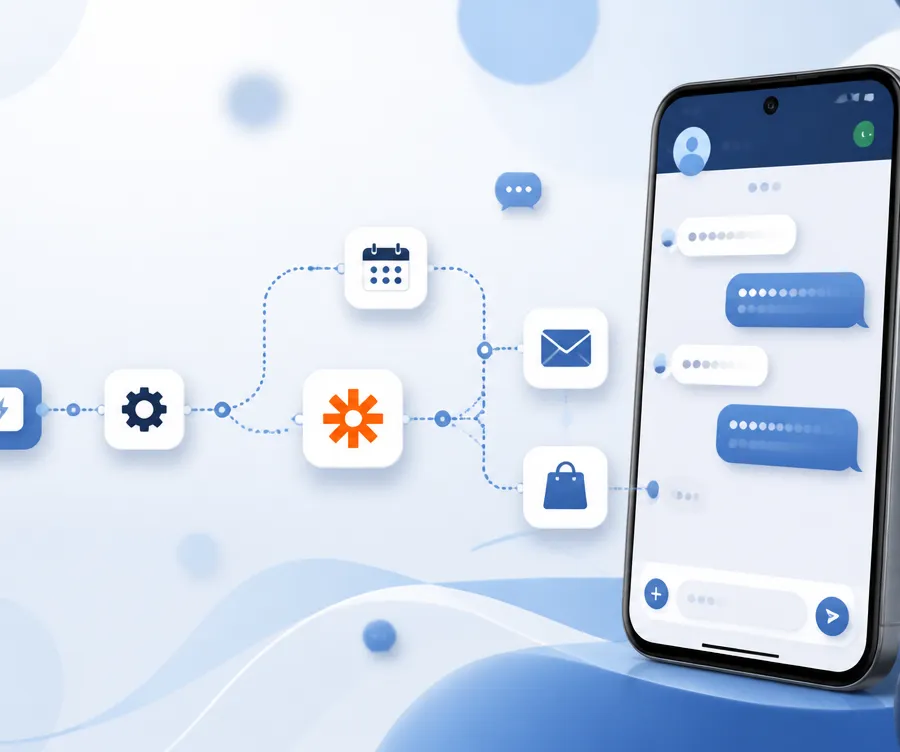 Zapier automation flow sending SMS from a mobile phone
